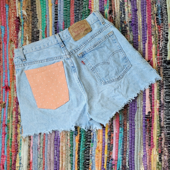 Levi's Cutoffs vintage 90s Pride Made in USA patchwork shorts - Picture 3 of 5